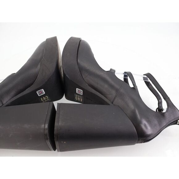 Larroude Alexa Gladiator Platform Heels Platform Pump Size 10 Black Leather Boho - Picture 9 of 14